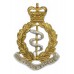 Royal Army Medical Corps (R.A.M.C.) Officer's Silvered & Gilt Cap Badge - Queen's Crown