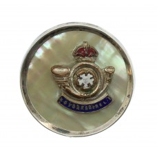 King's Own Yorkshire Light Infantry (K.O.Y.L.I.) Mother of Pearl & Silver Rim Sweetheart Brooch