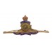Royal Artillery Brass & Enamel Sweetheart Brooch - King's Crown (Revolving Wheel)