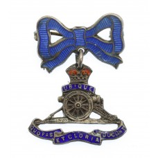 Royal Artillery Silver & Enamel Bow Suspension Sweetheart Brooch