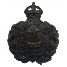 Folkestone Borough Police Wreath Helmet Plate - King's Crown