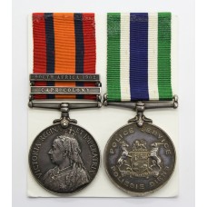 Queen's South Africa Medal (Clasps - Cape Colony, South Africa 1902) & South Africa Police Good Service Medal - Tpr. Labuschagne, Cape Colonial Forces