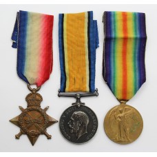 WW1 1914-15 Star Medal Trio - Pte. A.D. Clayton, 13th (4th Hull Pals) (Hull T'Others) Bn. East Yorkshire Regiment