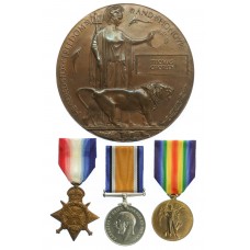 WW1 1914 Mons Star Medal Trio and Memorial Plaque - Cpl. T.P. Chorley, 2nd Bn. East Lancashire Regiment - K.I.A.