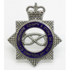 Staffordshire County & Stoke on Trent Constabulary Senior Officer's Enamelled Cap Badge - Queen's Crown