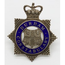 Durham Constabulary Senior Officer's Silvered & Enamel Cap Badge - Queen's Crown