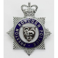 Preston Borough Police Senior Officer's Enamelled Cap Badge - Queen's Crown