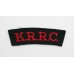 King's Royal Rifle Corps (K.R.R.C.) Cloth Shoulder Title