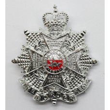 Border Regiment Anodised (Staybrite) Cap Badge - Queen's Crown