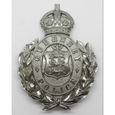 Guernsey Police Wreath Helmet Plate - King's Crown 