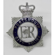 Portsmouth City Police Senior Officer's Enamelled Cap Badge - Queen's Crown