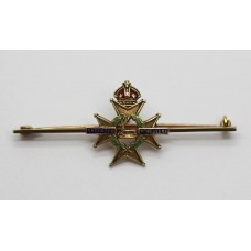 Notts & Derby Regiment (Sherwood Foresters) 9ct Gold & Enamel Sweetheart Brooch - King's Crown