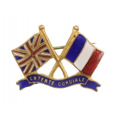 WWI Britain & France 'Entente Cordiale' United Allies Patriotic Flag Sweetheart Brooch