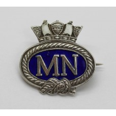 Merchant Navy Sterling Silver & Enamel Sweetheart Brooch