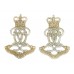 Pair of Queen's Own Hussars Anodised (Staybrite) Collar Badges