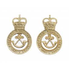 Pair of Sherwood Rangers Yeomanry Anodised (Staybrite) Collar Badges