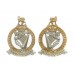 Pair of Queen's Royal Irish Hussars Anodised (Staybrite) Collar Badges