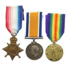 WW1 1914-15 Star Medal Trio - Pte. J. Brannelly, South Lancashire Regiment - Wounded In Action