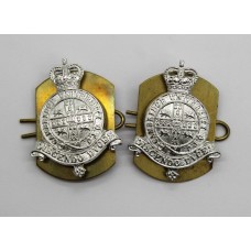 Pair of Cambridge University O.T.C. Anodised (Staybrite) Collar Badges - Queen's Crown