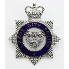 Leeds City Police Senior Officer's Enamelled Cap Badge - Queen's Crown