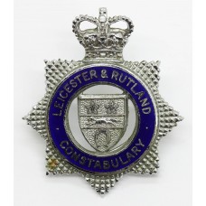 Leicester & Rutland Constabulary Senior Officer's Enamelled Cap Badge - Queen's Crown