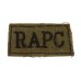 Royal Army Pay Corps (R.A.P.C.) WW2 Cloth Slip On Shoulder Title