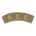 Army Catering Corps (A.C.C.) WW2 Printed Shoulder Title