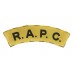 Royal Army Pay Corps (R.A.P.C.) WW2 Printed Shoulder Title