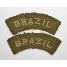 Pair of Brazil Nationality (BRAZIL) Cloth Shoulder Titles (Khaki)