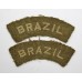 Pair of Brazil Nationality (BRAZIL) Cloth Shoulder Titles (Khaki)