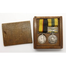 Queen's Sudan & Khedives Sudan (Clasps - The Atbara, Khartoum) Medal Pair - Pte. B. Coulson, 1st Bn. Lincolnshire Regiment