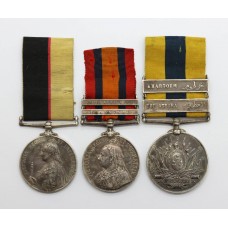 Queen's Sudan, Queen's South Africa (Clasps - Transvaal, South Africa 1902) and Khedives Sudan (Clasps - The Atbara, Khartoum) Medal Group of Three - Pte. H. Garton, Lincolnshire Regiment - Wounded at the Battle of Atbara