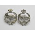 Pair of Royal Tank Regiment Anodised (Staybrite) Collar Badges - Queen's Crown