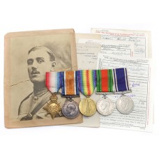 WW1 1914-15 Star Medal Trio, WW2 Defence Medal & George VI Police Long Service & Good Conduct Medal Group of Five - Cpl. H.F. Doswell, 22nd London Regiment & Military Foot Police