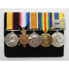 Queen's Sudan, 1914 Mons Star Trio and Khedives Sudan (Clasps - The Atbara, Khartoum) Medal Group of Five - Pte. T.H. Jones, Lincolnshire Regiment