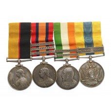 Queen's Sudan, QSA (Clasps - Cape Colony, Paardeberg, Johannesberg), KSA (Clasps - South Africa 1901, South Africa 1902) and Khedives Sudan (Clasps - The Atbara) Medal Group of Four - Pte. F. Stringer, Lincolnshire Regiment - Boer War Prisoner of War (Zilikats Nek)