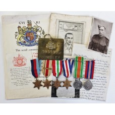 WW2 Casualty Medal Group of Six with Ephemera - Sjt. G.F. Cumbley, 1/7th Queen's (Royal West Surrey) Regiment - K.I.A.