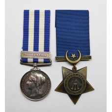 Egypt Medal (Clasp - Tel-El-Kebir) and 1882 Khedives Star - J. Becconsall, A.B., Royal Navy, H.M.S. Orion