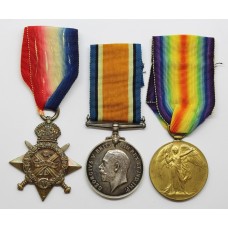 WW1 1914 Mons Star Medal Trio - Pte. G.W. Cunningham, 1st Bn. Lincolnshire Regiment - Wounded (Somme)