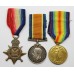 WW1 1914 Mons Star Medal Trio - Pte. G.W. Cunningham, 1st Bn. Lincolnshire Regiment - Wounded (Somme)