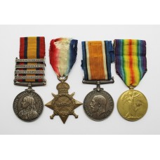 QSA (Clasps - Orange Free State, Transvaal, Laing's Nek, South Africa 1901) and WW1 1914-15 Star Medal Trio - Sjt. F. Swainton, Vol. Coy. West Yorkshire Regiment & West Riding Regiment