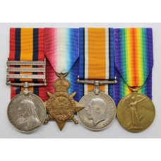 QSA (Clasps - Cape Colony, Orange Free State, South Africa 1902), 1914 Mons Star, British War & Victory Medal Group of Four - Pte. J. Gower, East Lancashire Regiment - Twice Wounded
