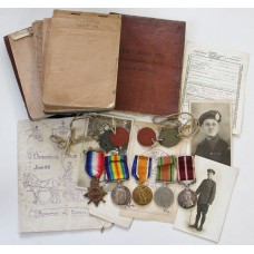 WW1 1914-15 Star Medal Trio, WW2 Defence Medal & George V Meritorious Service Medal with Dog Tags and Personal Diaries - Sjt. F. Stead, Army Service Corps