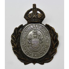 Eastbourne County Borough Police Wreath Helmet Plate - King's Crown