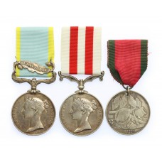 1854 Crimea Medal (Clasp - Sebastopol), Indian Mutiny Medal & Turkish Crimea Medal Casualty Group of Three - Pte. H. Buckley, 2nd Bn. Rifle Brigade - Severley Wounded at the Final Attack on the Redan and Wounded at Cawnpore