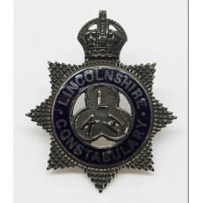 Lincolnshire Constabulary Senior Officer's Silver & Enamel Cap Badge - King's Crown