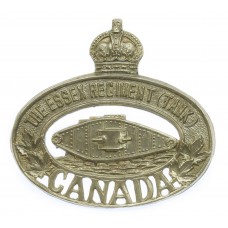 Canadian The Essex Regiment (Tank) Cap Badge - King's Crown