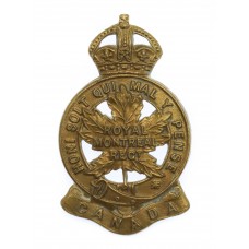 Canadian Royal Montreal Regiment Cap Badge - King's Crown