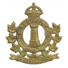 Canadian Le Regiment de Hull Cap Badge - King's Crown