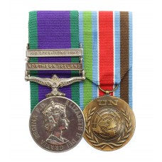 Campaign Service Medal (Clasps - Northern Ireland, Air Operations Iraq) and UN Bosnia Medal - Cpl. C.P. Davies, Royal Signals